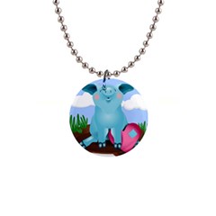 Pig Animal Love 1  Button Necklace