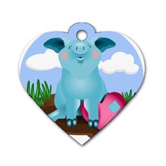 Pig Animal Love Dog Tag Heart (one Side)