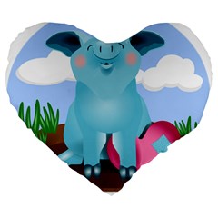 Pig Animal Love Large 19  Premium Heart Shape Cushions by Sudhe