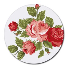 Flower Rose Pink Red Romantic Round Mousepads