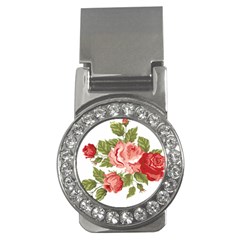 Flower Rose Pink Red Romantic Money Clips (cz)  by Sudhe