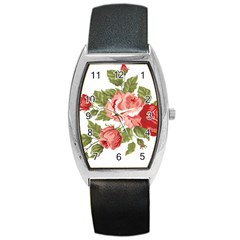 Flower Rose Pink Red Romantic Barrel Style Metal Watch