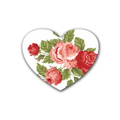 Flower Rose Pink Red Romantic Heart Coaster (4 Pack) 