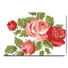 Flower Rose Pink Red Romantic Large Doormat 