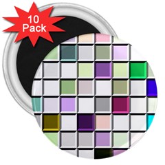 Color Tiles Abstract Mosaic Background 3  Magnets (10 Pack) 