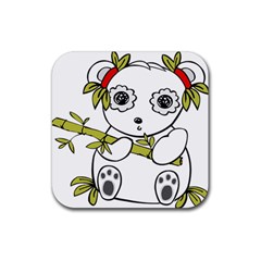 Panda China Chinese Furry Rubber Coaster (square) 