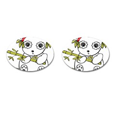 Panda China Chinese Furry Cufflinks (oval)