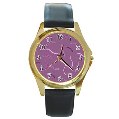 Plumelet Pen Ethnic Elegant Hippie Round Gold Metal Watch