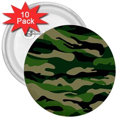 Green Military Vector Pattern Texture 3  Buttons (10 Pack) 