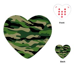 Green Military Vector Pattern Texture Playing Cards (heart)