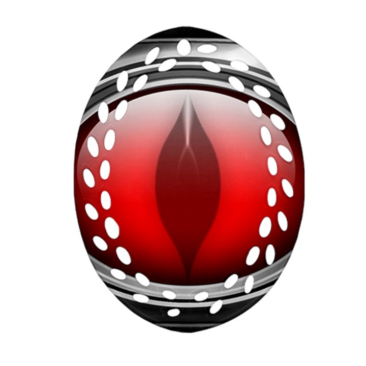 Red Eye Oval Filigree Ornament (Two Sides)