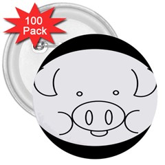 Pig Logo 3  Buttons (100 Pack) 