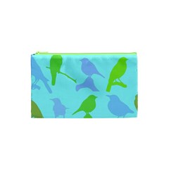 Bird Watching - Light Blue Green- Cosmetic Bag (xs) by WensdaiAmbrose