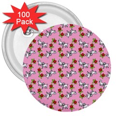 Lamb Pattern Pink 3  Buttons (100 Pack)  by snowwhitegirl