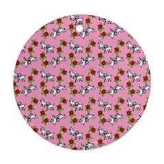 Lamb Pattern Pink Round Ornament (two Sides)