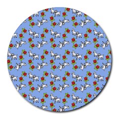 Lamb Pattern Blue Round Mousepads by snowwhitegirl