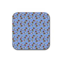 Lamb Pattern Blue Rubber Coaster (Square) 