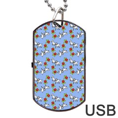 Lamb Pattern Blue Dog Tag USB Flash (One Side)