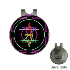 Drawing Of A Color Mandala On Black Hat Clips With Golf Markers