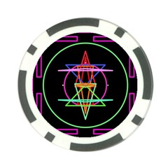 Drawing Of A Color Mandala On Black Poker Chip Card Guard