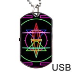 Drawing Of A Color Mandala On Black Dog Tag USB Flash (One Side) Front