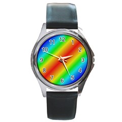 Background Diagonal Refraction Round Metal Watch