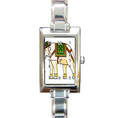 Elephant Indian Animal Design Rectangle Italian Charm Watch