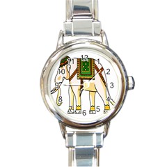 Elephant Indian Animal Design Round Italian Charm Watch