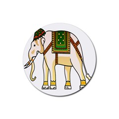 Elephant Indian Animal Design Rubber Coaster (round) 