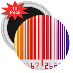 Colorful Gradient Barcode 3  Magnets (10 Pack) 