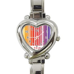 Colorful Gradient Barcode Heart Italian Charm Watch