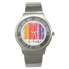 Colorful Gradient Barcode Stainless Steel Watch