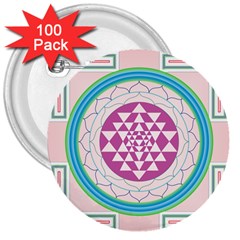 Mandala Design Arts Indian 3  Buttons (100 Pack) 