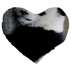 Panda Bear Sleeping Large 19  Premium Flano Heart Shape Cushions by Sudhe