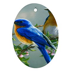 Loving Birds Oval Ornament (two Sides)