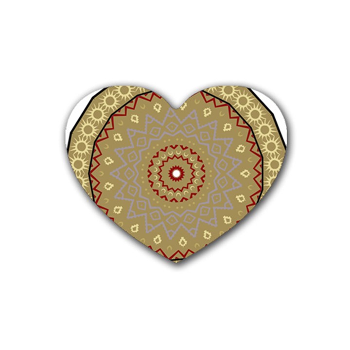 Mandala Art Ornament Pattern Rubber Coaster (Heart) 