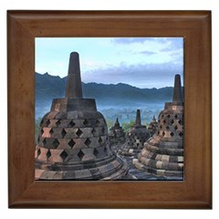 Borobudur Temple  Morning Serenade Framed Tiles by Sudhe