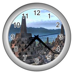 Borobudur Temple  Morning Serenade Wall Clock (silver)