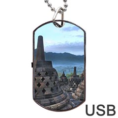 Borobudur Temple  Morning Serenade Dog Tag Usb Flash (two Sides)