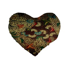 Colorful The Beautiful Of Art Indonesian Batik Pattern Standard 16  Premium Heart Shape Cushions by Sudhe