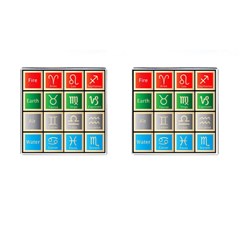 Set Of The Twelve Signs Of The Zodiac Astrology Birth Symbols Cufflinks (square)