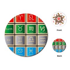 Set Of The Twelve Signs Of The Zodiac Astrology Birth Symbols Playing Cards (round)