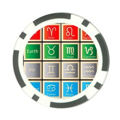Set Of The Twelve Signs Of The Zodiac Astrology Birth Symbols Poker Chip Card Guard by Sudhe