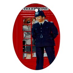 Red London Phone Boxes Ornament (oval)