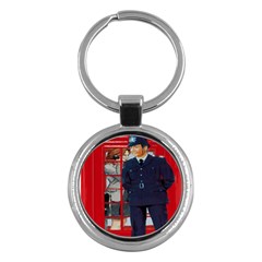 Red London Phone Boxes Key Chains (round) 