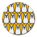 Yellow Owl Background Round Mousepads Front