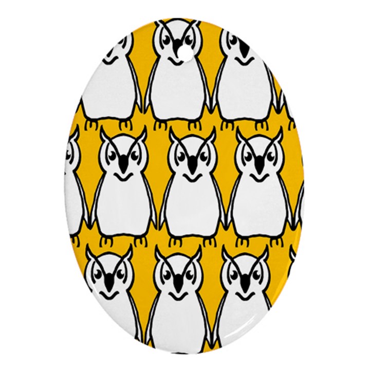 Yellow Owl Background Ornament (Oval)