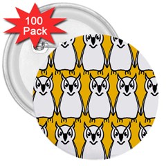 Yellow Owl Background 3  Buttons (100 Pack) 