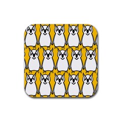 Yellow Owl Background Rubber Coaster (square) 