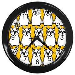Yellow Owl Background Wall Clock (black)